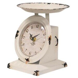 Farmhouse White Old Town Scale Clock, Vintage Style